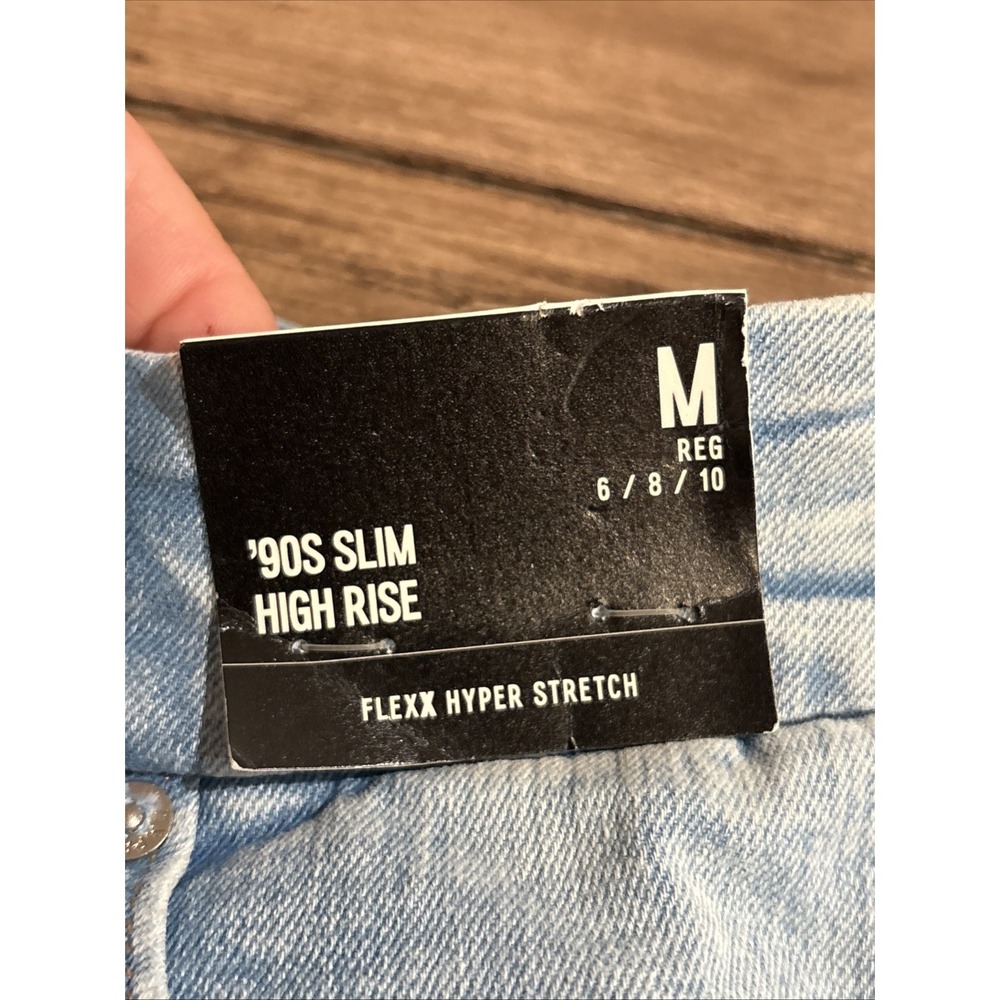 Express Jeans Womens 6/8/10 90s Slim Super High Rise Denim Light Wash Straight - Picture 5 of 14